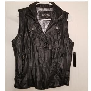 Rock and Roll Black Leather Vest Punk L